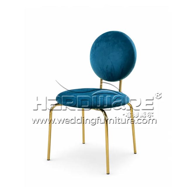 Banquet Chair Blue Velvet Round Back for Wedding