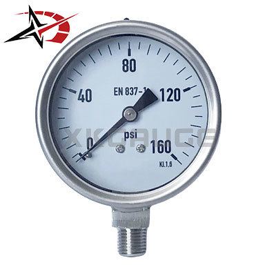 Hydraulic All Stainless Steel Liquid Filled Hydraulic Pressure Gauge Heavy Duty for High Pressure Monitoring