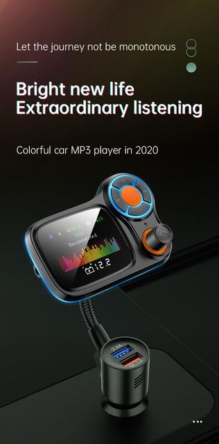 T831 Car Charger Mp3 Player QC3.0 Fast Charge BT5.0 FM Transmitter Hands-Free Call