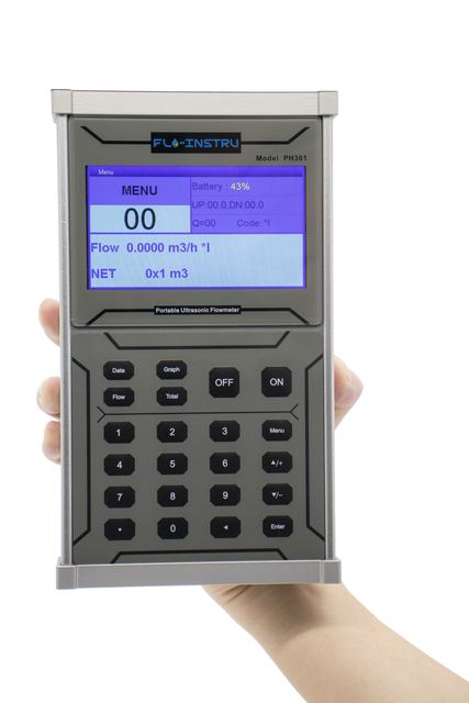 PH301 Portable Ultrasonic Flow Meter with ±0.5% Accuracy, IP68 Transducer, and 4.3 inch TFT Screen