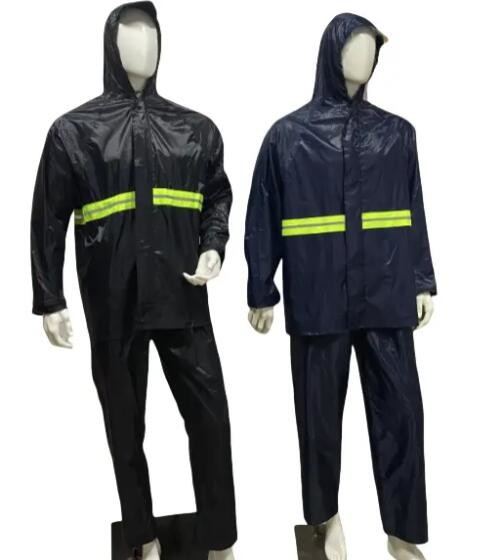 Black Mens Work Rain Coat Heavy Duty Rain Suits For Work
