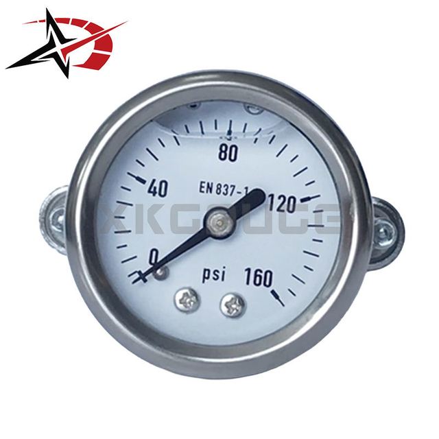 40mm Stainless Steel U Clamp Mount Liquid Filled Pressure Gauge 0