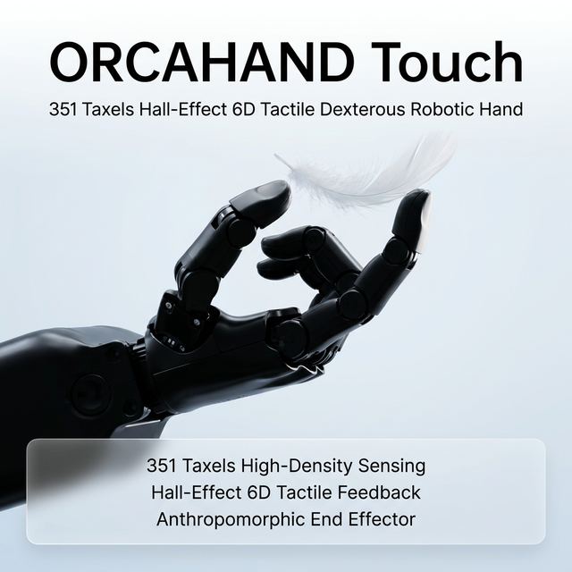 ORCAHAND Touch 351 Taxels Hall-Effect 6D Tactile Dexterous Robotic Hand