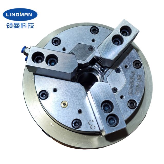 Lingman Lightweight Large Bore High Speed Three-jaw Pneumatic Chuck for Laser Cutting