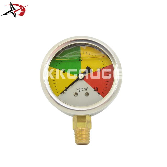 Color Coded Liquid Filled Pressure Gauge Dual Zone Visual for Fast Safety Status Monitoring Reading