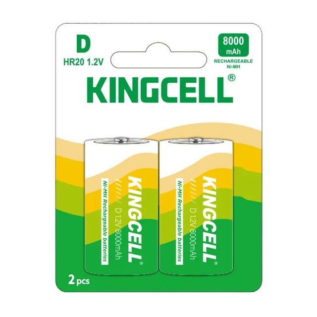 Ni-MH Nickel-Metal Hydride Rechargeable Batteries HR20 D 1.2V 2PCS/Card