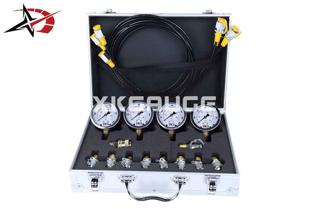Silver Portable Hydraulic Diagnostic Test Kit With 4 Pressure Gauges / 10 Fittings