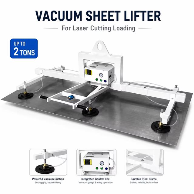 Heavy Duty 2000kg Sheet Metal Vacuum Gripster for Laser Cutting Machine Loading with Adjustable Crossbeam