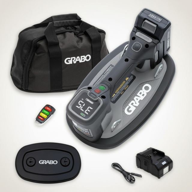 GRABO Cordless Vacuum Suction Cup Lifter for Glass, Tile and Drywall, 375 lb