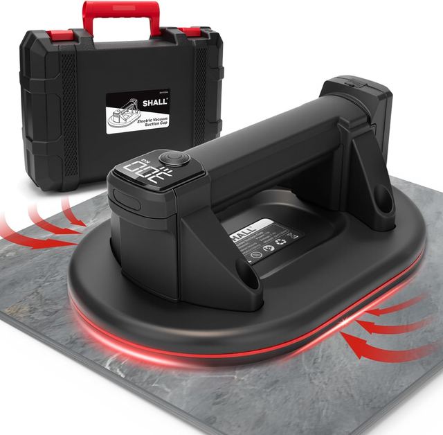 SHALL Electric Suction Cup, 10 in Diameter, 2 Brushless Motors, 300 KG / 660 lbs Suction Power, LCD Display