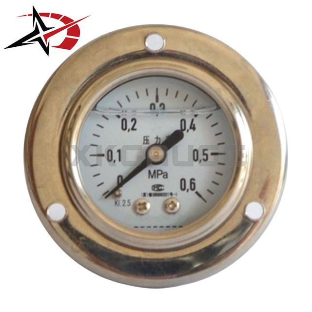 63mm Brass Front Flange Liquid Filled Pressure Gauge 0