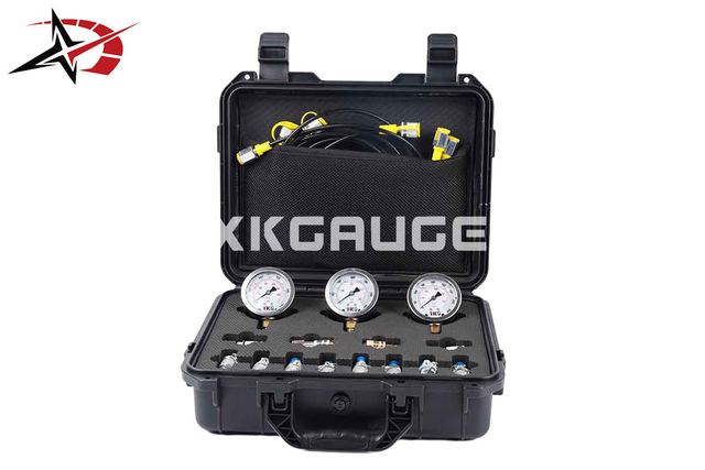 Black Hydraulic Pressure Testing Tool Kit With 3 Pressure Gauges And 11 Fittings