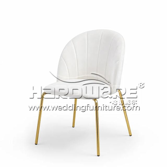 Gold Metal Wedding and Event Chair with Seashell Design Back