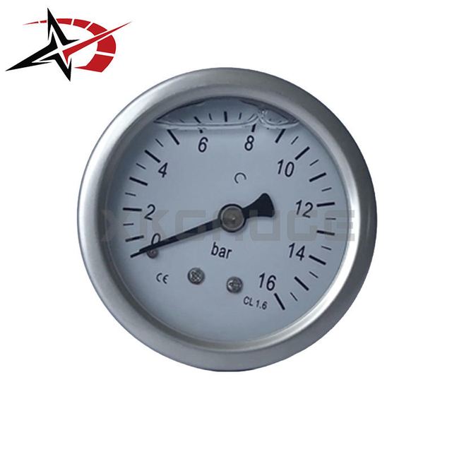 Air System Liquid Filled Air Pressure Gauge 63mm Axial 0-16 Bar Shockproof Stainless for Compressor Monitoring