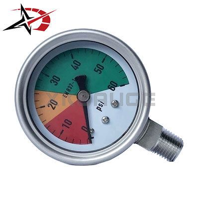 60mm Radial Liquid Filled Color Zone Pressure Gauge 0