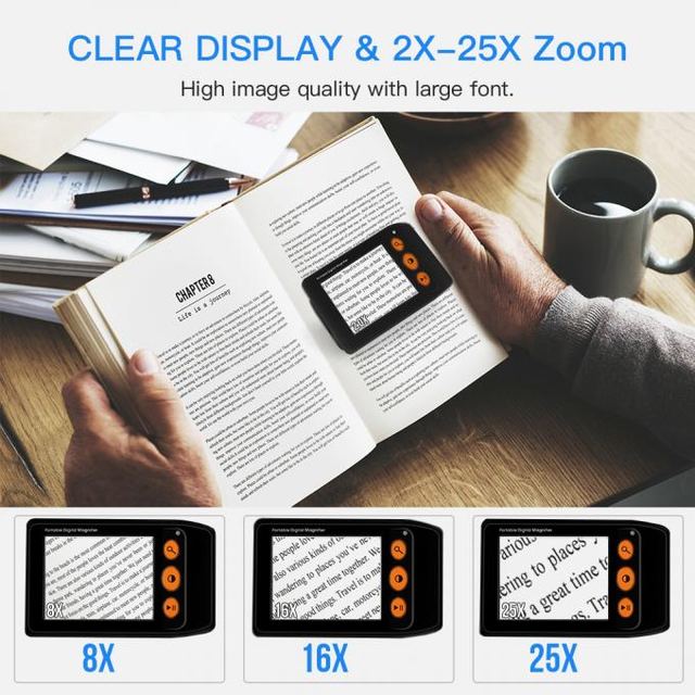 YS008 3.5 Inch LCD Screen 2X-25X Zoom Portable Digital Magnifier For Low Vision Reading Aid