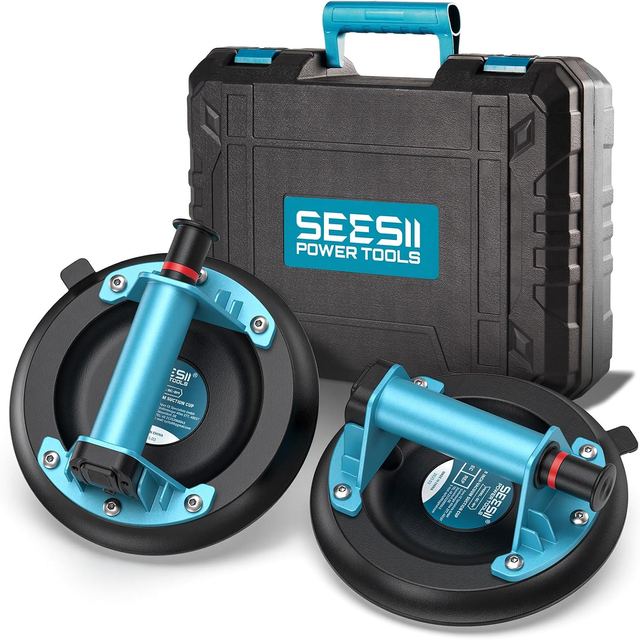 SEESII Vacuum Suction Lifter Tiles, Set of 2 8 Inch Glass Vacuum Cleaner Maximum Load 200 kg