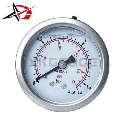 Genuine 304 Stainless Steel Oil Filled Pressure Gauge Axial Mount for Panel Display Instrumentation Systems