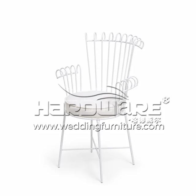 Outdoor Commercial Restaurant Chair with White Metal Frame