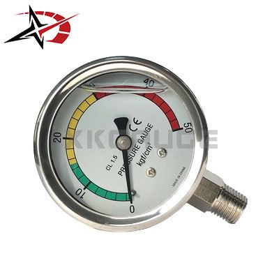 Green 60mm Liquid Filled Pressure Gauge Radial 0-50 kg/cm2 Color Zone for Safety Status Industrial Indication