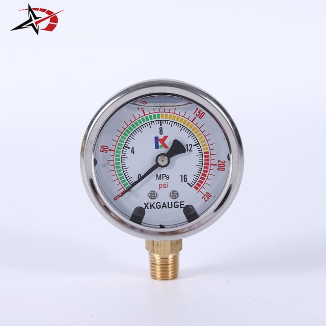 Air Compressor Liquid Filled Air Pressure Gauge 16MPa 230PSI Radial Mount for Pneumatic System Measurement