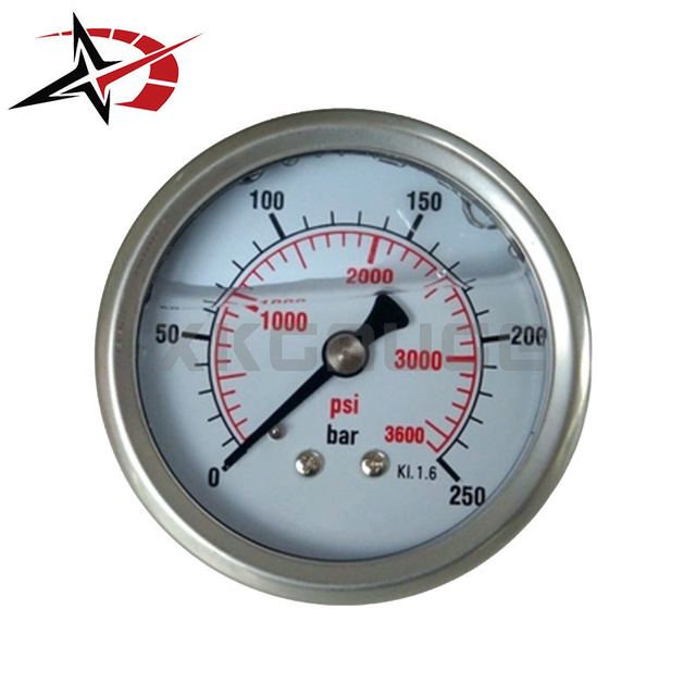 Hydraulic System Liquid Filled Hydraulic Pressure Gauge 63mm 0-250 Bar Axial Back for Equipment Monitoring