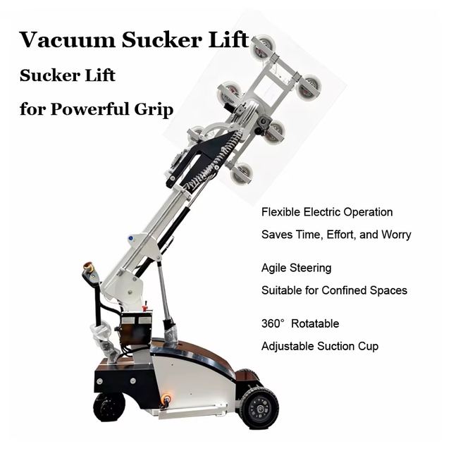 600KG New Mobile Vacuum Glass Lifter with Suction Gripster for Thickened Tile Floor and Aluminum Alloy Handling