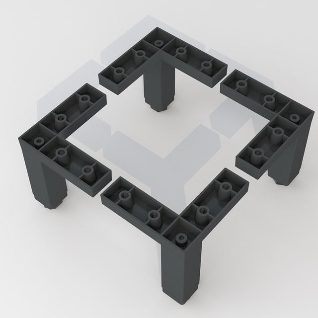 Chrome Aluminum Plated Sofa Feet Square Shaped 100MM