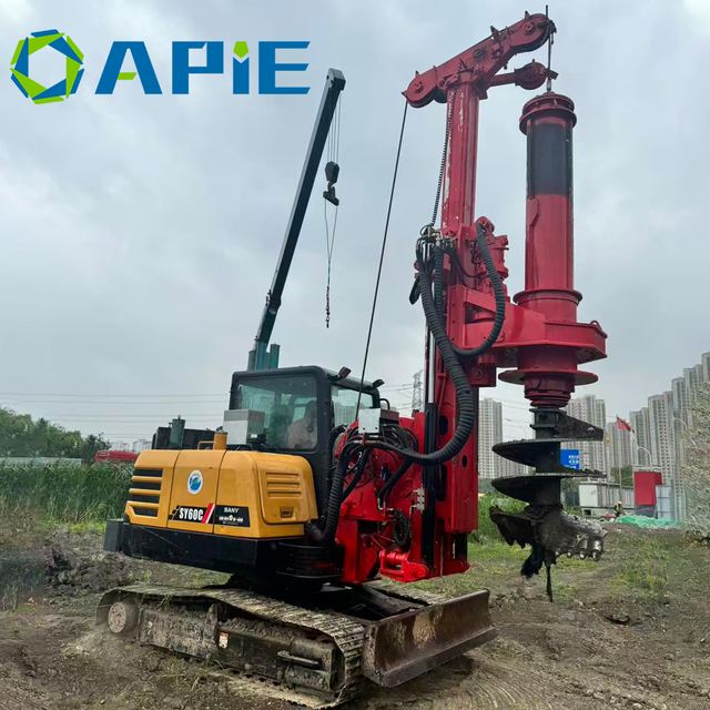 High Torque Hydraulic Power Head Mini Rotary Rig Complete With Kelly Bar Drilling Bucket Set