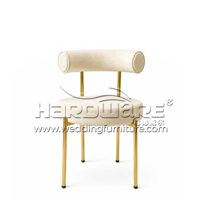 White Outdoor Wedding Chairs Metal Frame with Curved Back