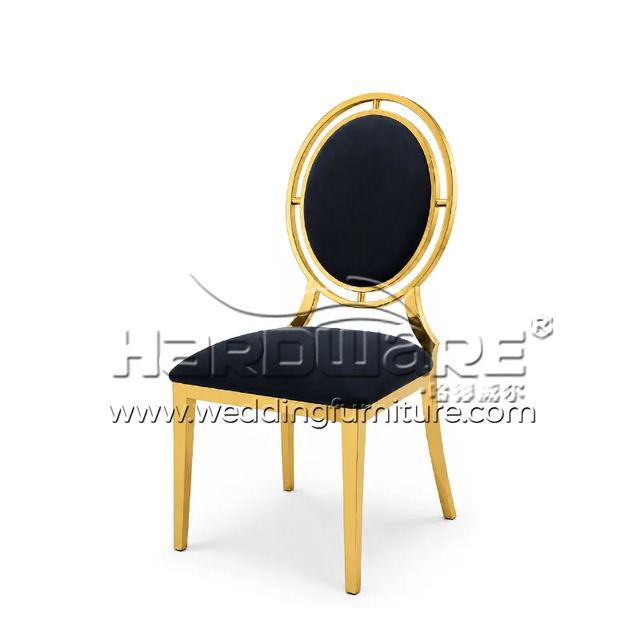 Metal Wedding Chairs with Black Cushion for Ballroom Halls