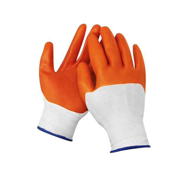 PVC Coated Orange Color Nylon Gloves