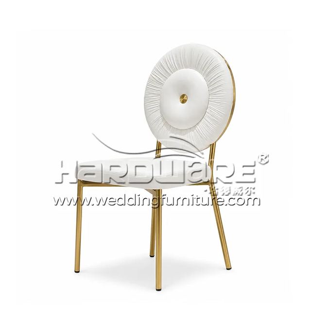 Circle Dining Chair with Rhinestone Trim for Ceremony