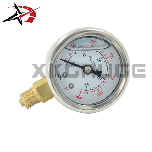 Vibration Proof Liquid Filled Pressure Gauge 0-600 PSI 40 kg/cm2 Radial for Hydraulic Equipment Systems