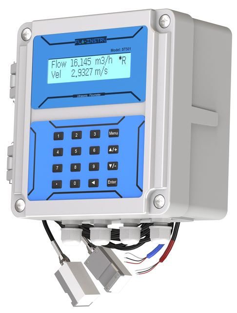 ST501 Fixed Ultrasonic Flowmeter with ±1.0% Accuracy, Clamp-on Transducers, and RS485 Communication
