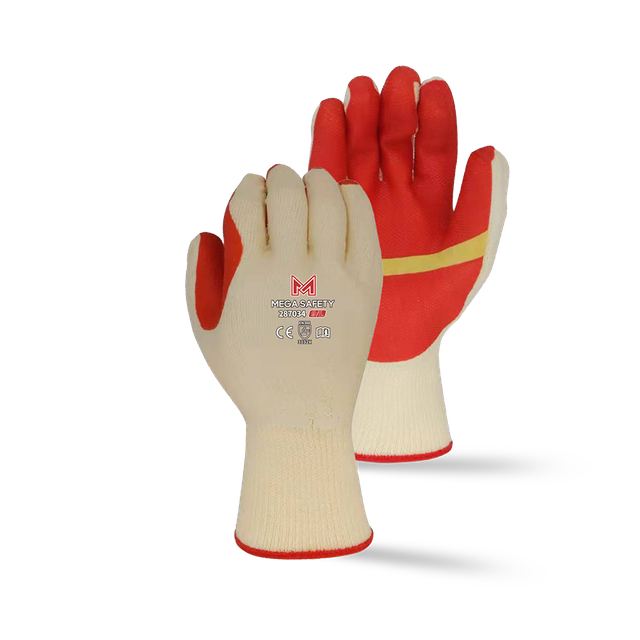 7G cotton yarn knitted liner with vulcanized latex on the palm and finger tips