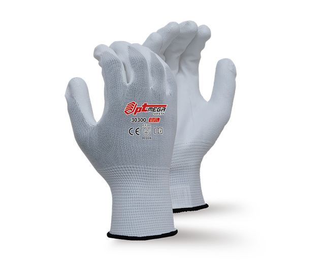 13G white polyester liner with white PU coated