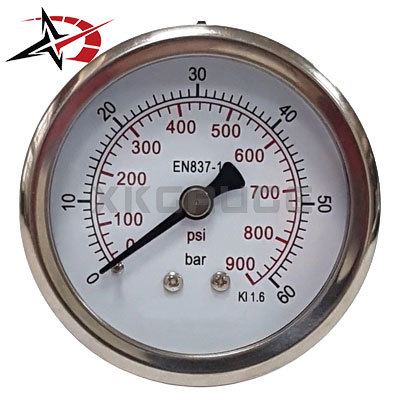 Dual Scale Liquid Filled Pressure Gauge 63mm 60 Bar Brass Wetted for General Industrial Measurement Systems