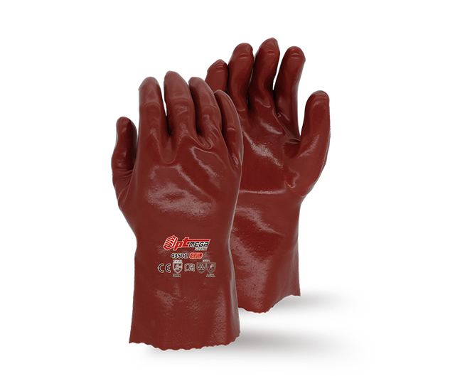Cotton liner with red full coverage smooth PVC coating, 27cm length