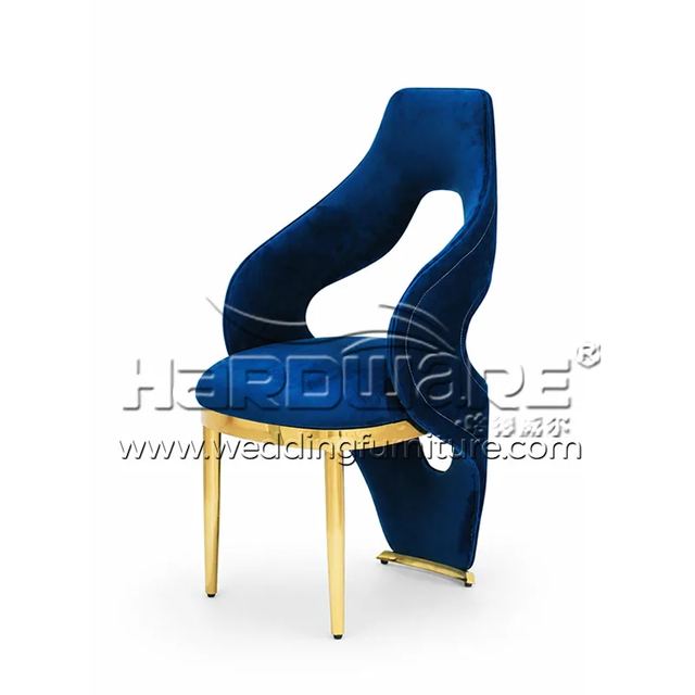 Blue Velvet Dining Chair High Back Design for Weddings