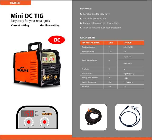 150A DIY TIG Welding Machine Stainless Steel Easy Carry