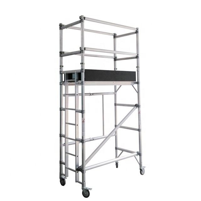 Silver Aluminium Scaffold Tower Customized Mobile Foldable Scaffolding Tower