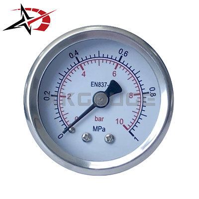 Shockproof 60mm Liquid Filled Pressure Gauge Axial Back Mount 0-1MPa 0-10 Bar for Industrial Monitoring