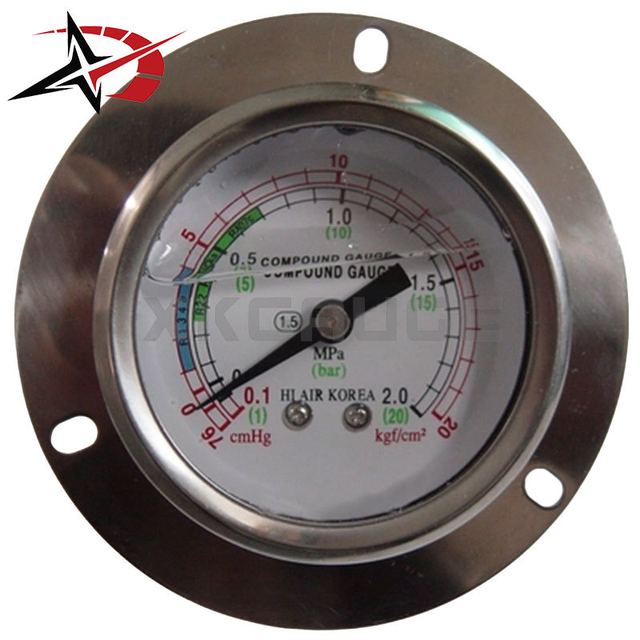 Flanged 60mm Glycerin Filled Pressure Gauge 2MPa Back Entry Stainless Steel for Industrial Process Monitoring