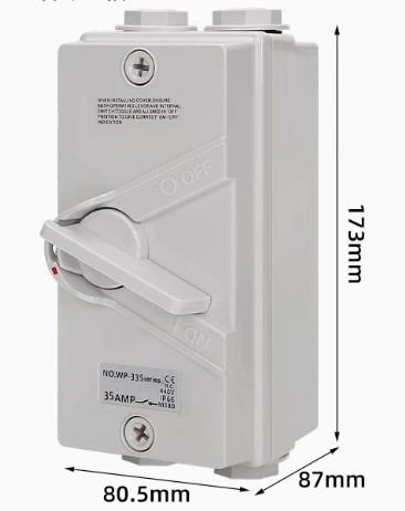 UKF type 440VAC IP65 Weatherproof Protected Isolator Switch 20A 35A 63A ourdoor switch
